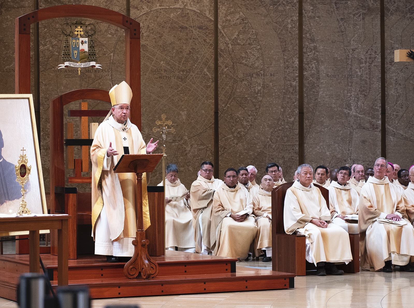 Archbishop Gomez speaking during the 2019 Immigration Mass