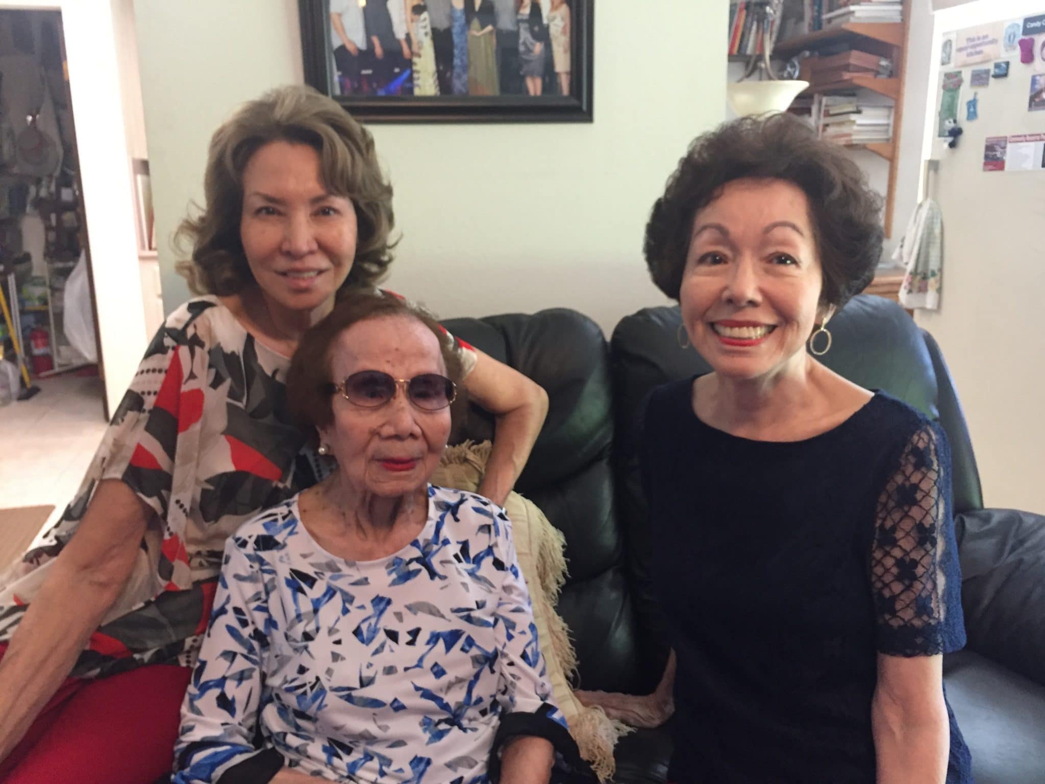 Caridad Papa (center) with her daughters Candy Colayco, left, and Josette Kier, right.