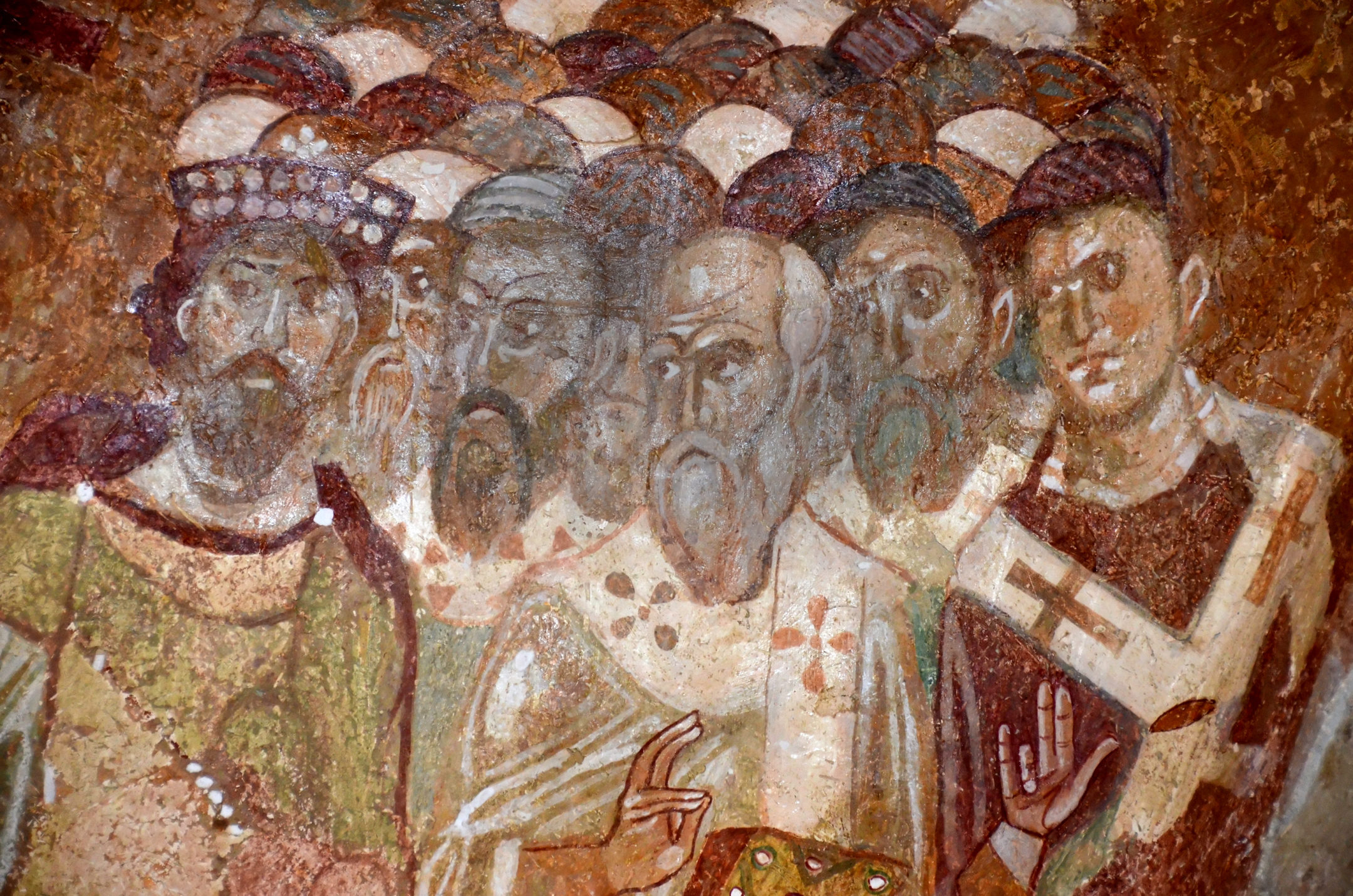 ancient byzantine fresco of the council of Nicaea