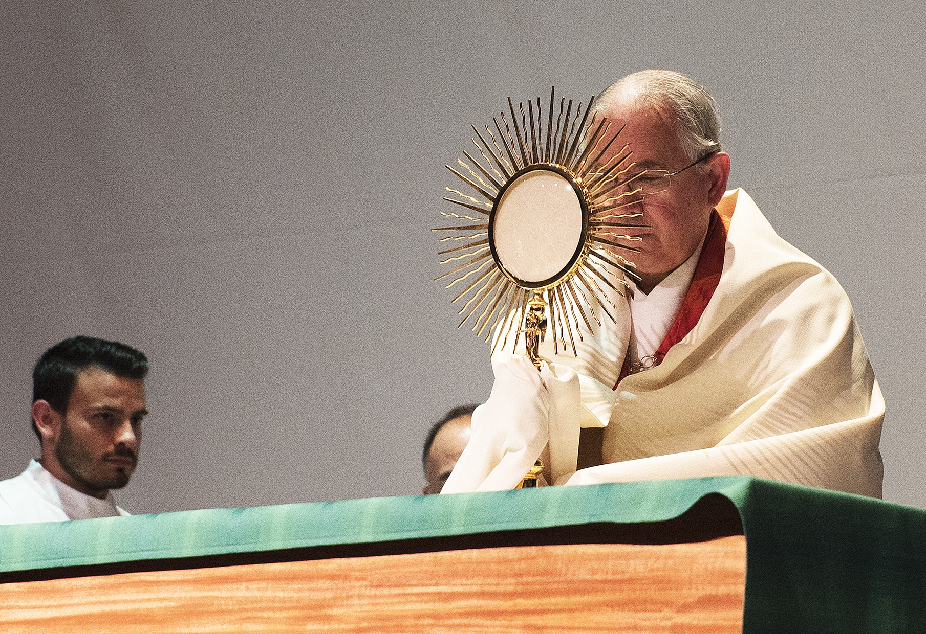 Archbishop Gomez in front of the Monstrance