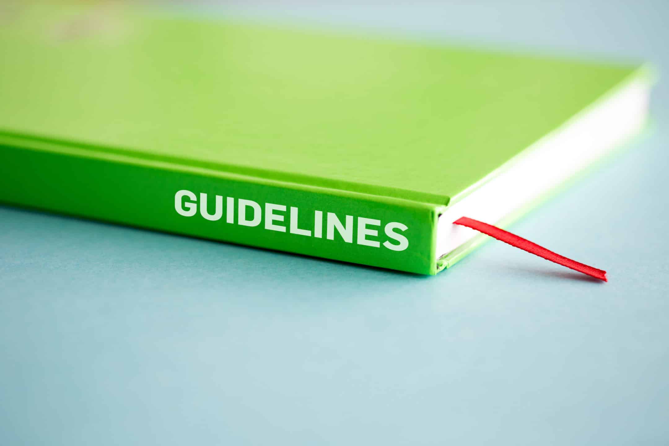 Green book with title 'Guidelines'