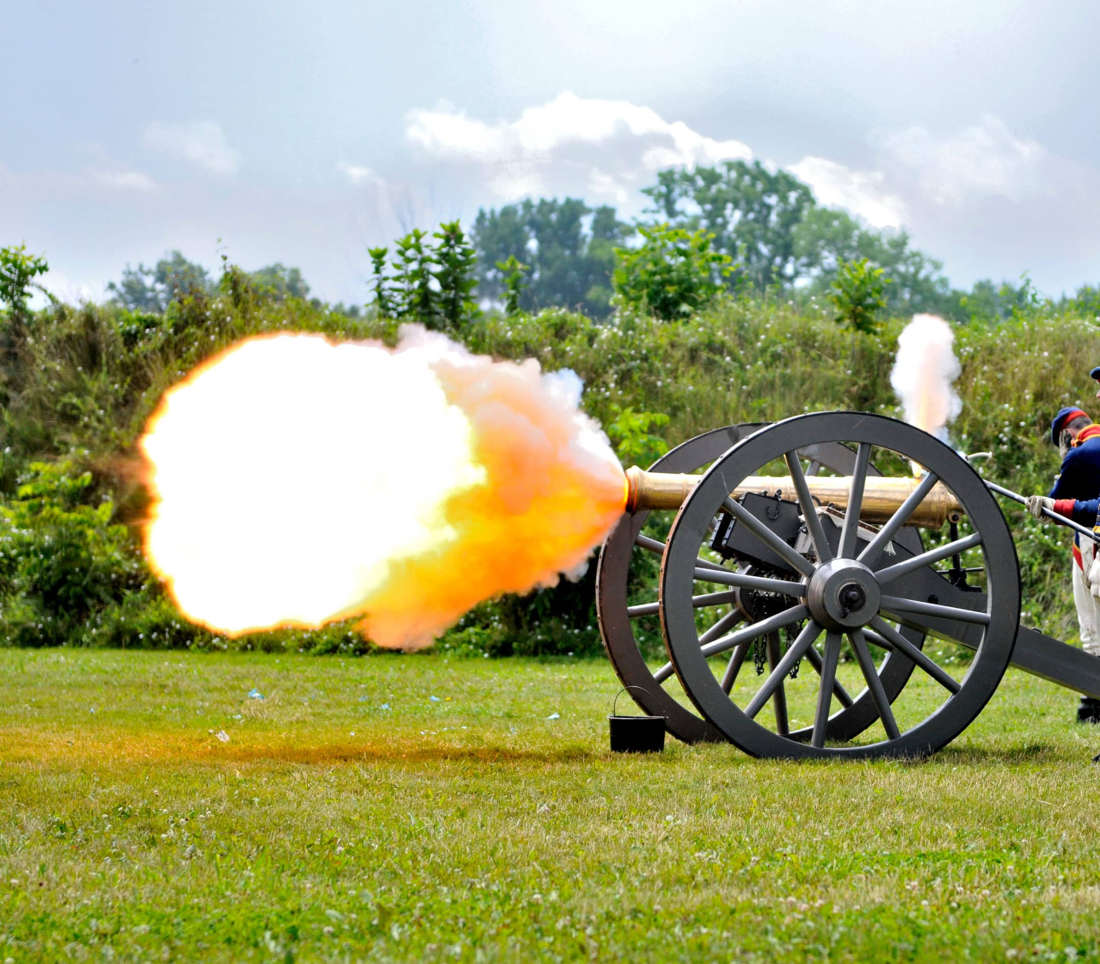 a fire blast from a vintage cannon