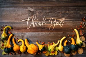 colorful pumpkins and thank you text